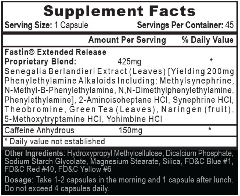 fastin xr ingredients