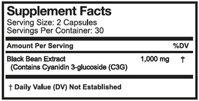 black bean extract c3g ingredients