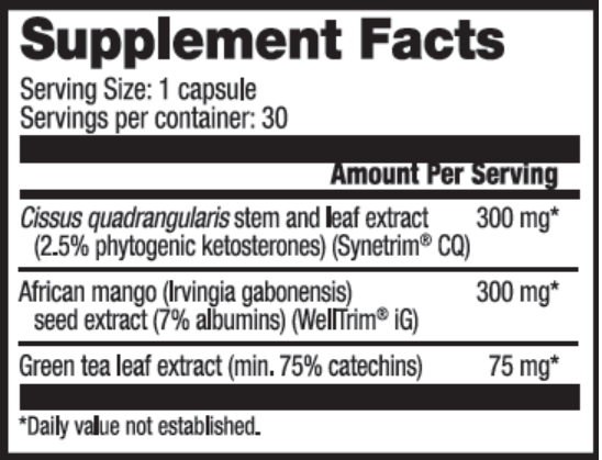 Optim Metabolic Radiate ingredients