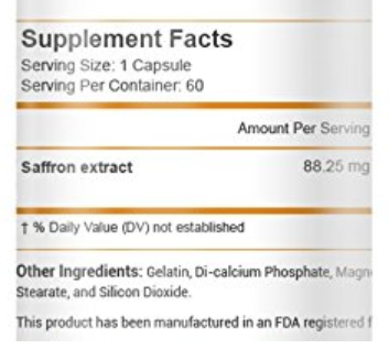Optimum Saffron Extract ingredients