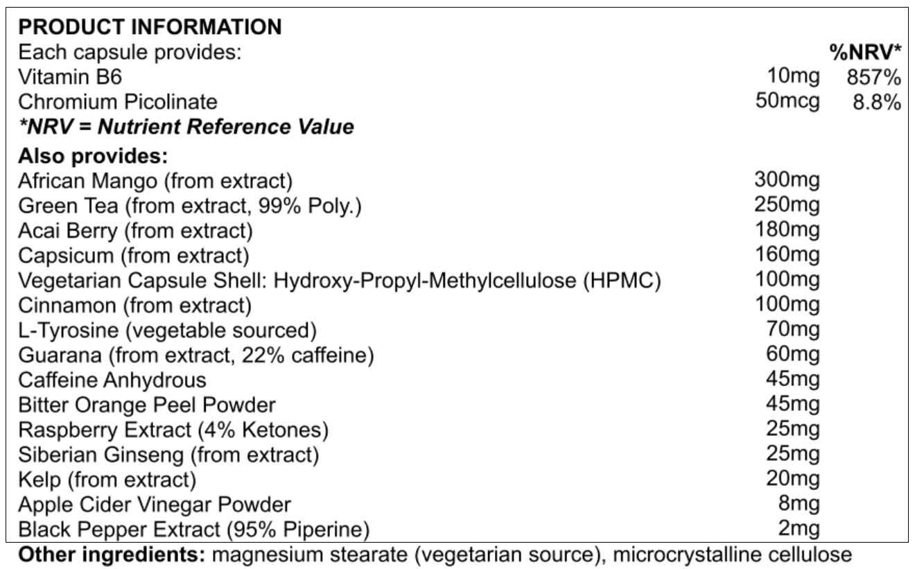 Keto Thermogenic Fat Burner Ingredients