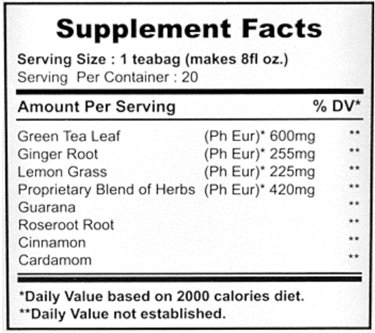 Wings Green Tea ingredients