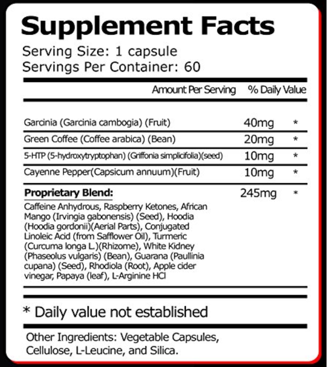 maxcor thermogenic metabolizer ingredients