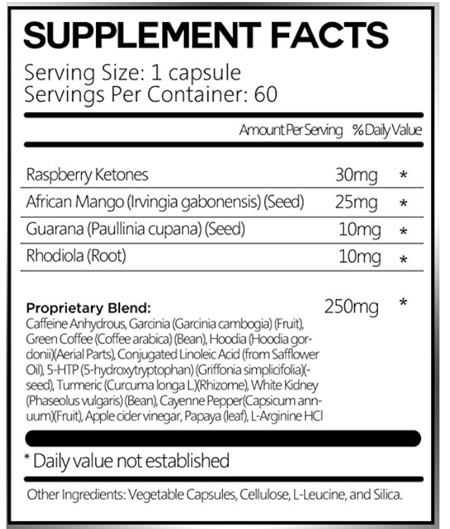 zenutra thermogenic ingredients