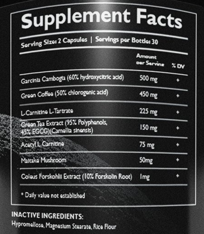 Blast Off Fat Burner ingredients