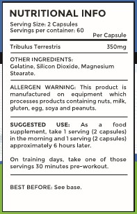 EvoSport Tribulus Terrestris Ingredients