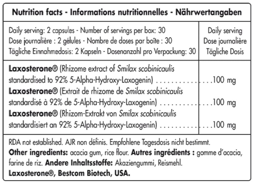 Laxosterone ingredients